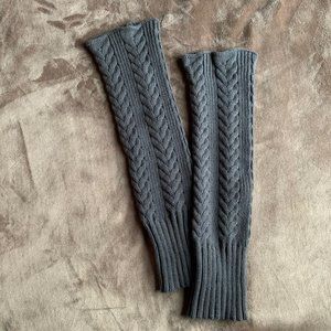 Women Leg Warmers Crochet Knit Cuff Knee High Gray